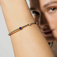 Load image into Gallery viewer, SIREN DREAM OPEN BANGLE 243307/004 SILVER, LAPIS LAZULI &amp; WHITE CZ
