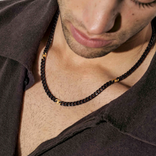 Load image into Gallery viewer, BOLD STEEL NECKLACE 133215/044 BLACK CHAIN WITH YELLOW PVD
