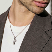 Load image into Gallery viewer, VIRTUS CODE NECKLACE 1330107/039 CROSS WITH BLACK DIAMONDS
