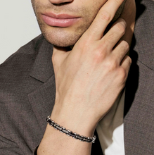 Load image into Gallery viewer, VIRTUS CODE BRACELET 1330100/030 SATIN BLACK &amp; STAINLESS STEEL DETAILS
