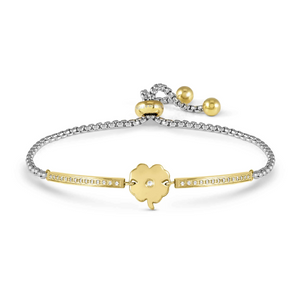 MILLELUCI REFINED BRACELET WITH CZ 028018/006 GOLD FOUR LEAF CLOVER WITH CZ