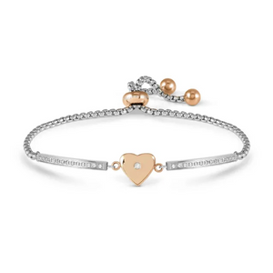 MILLELUCI REFINED BRACELET WITH CZ 028017/022 ROSE GOLD HEART WITH CZ