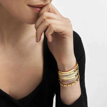 Load image into Gallery viewer, PRETTY BANGLES 029507/8/14/012 THICK GOLD WITH WHITE CZ
