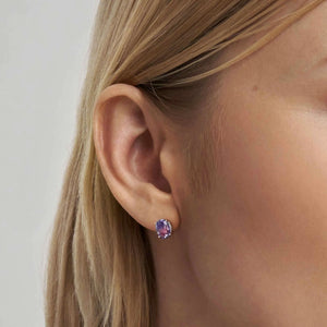 SYMBIOSI EARRINGS 240806/028 SILVER WITH PINK AND PURPLE TWO-TONE STONES