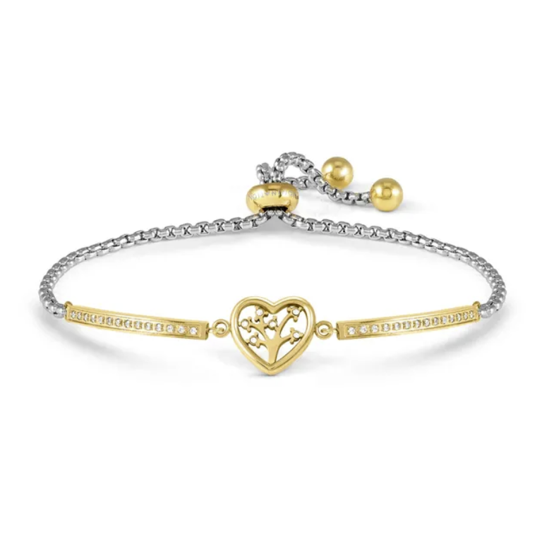 MILLELUCI REFINED BRACELET WITH CZ 028021/017 GOLD TREE OF LIFE HEART WITH CZ