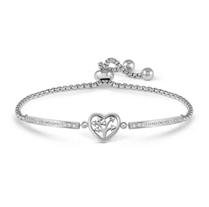 MILLELUCI REFINED BRACELET WITH CZ 028019/017 SILVER TREE OF LIFE HEART WITH CZ