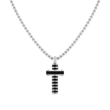 Load image into Gallery viewer, STRONG DIAMOND NECKLACE 028303/030 BLACK PVD CROSS

