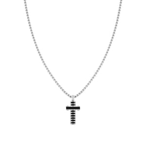 STRONG DIAMOND NECKLACE 028303/030 BLACK PVD CROSS