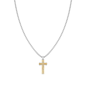 STRONG DIAMOND NECKLACE 028303/031 GOLD PVD CROSS
