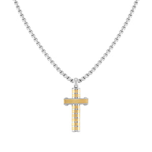 STRONG DIAMOND NECKLACE 028303/031 GOLD PVD CROSS