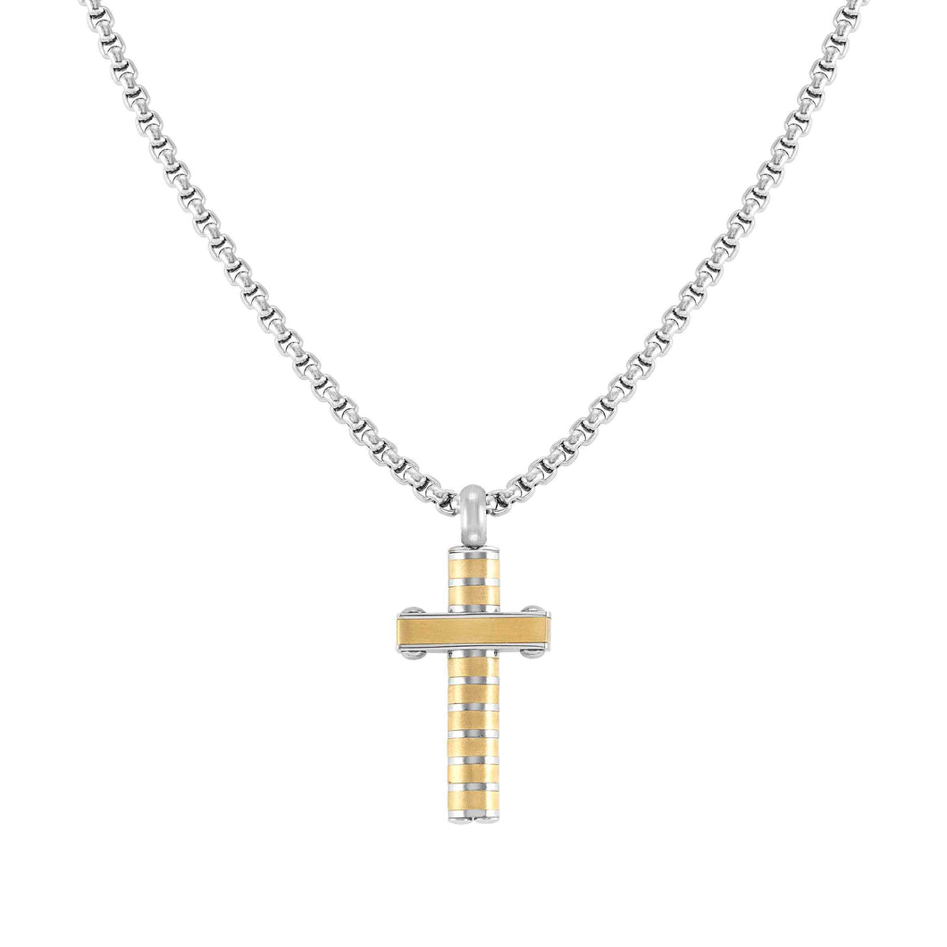 STRONG DIAMOND NECKLACE 028303/031 GOLD PVD CROSS