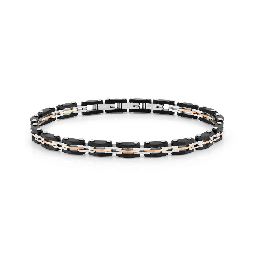 STRONG DIAMOND BRACELET 028314/011 BLACK & ROSE GOLD PVD
