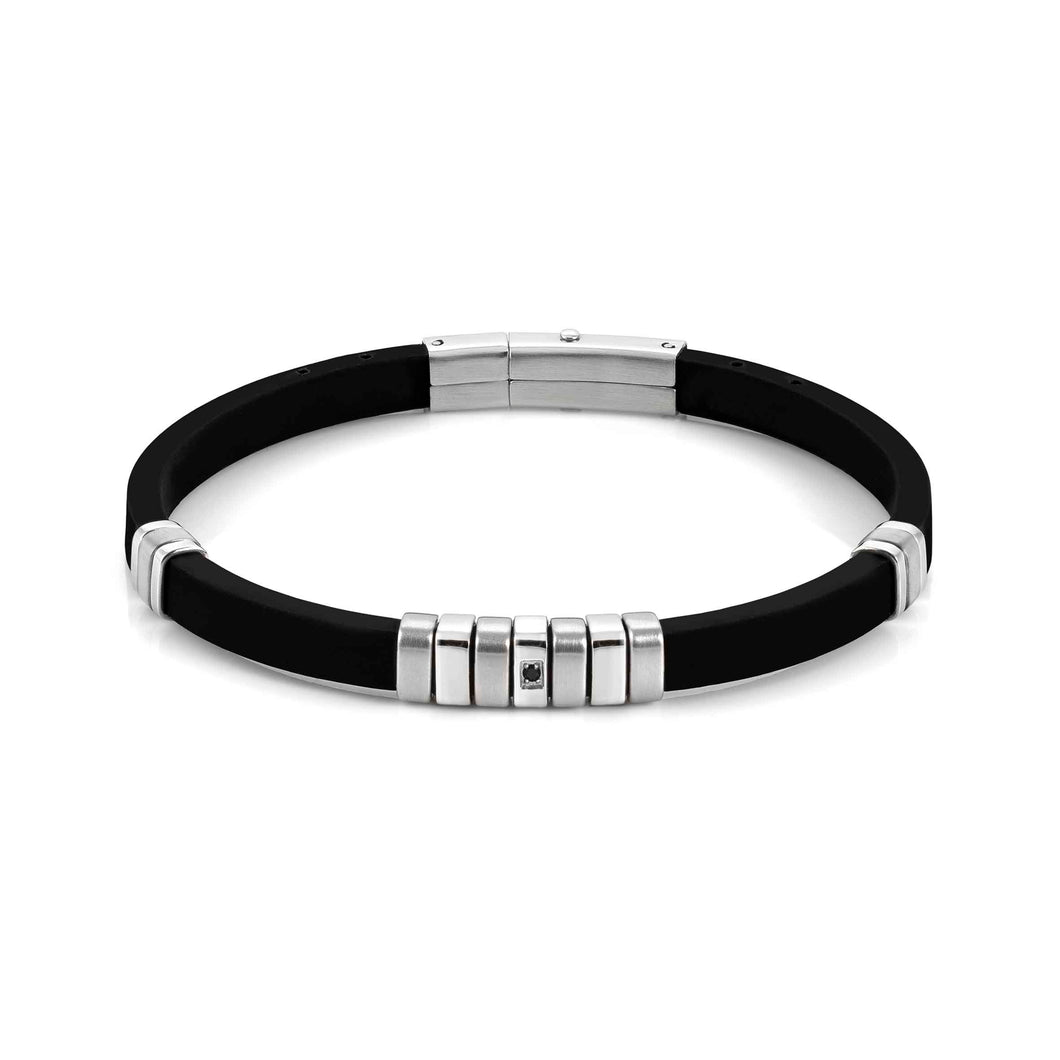 CITY BRACELET 028805/001 STEEL WITH BLACK CZ
