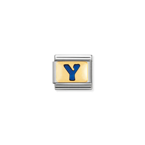 COMPOSABLE CLASSIC LINK 030201/25 BLUE LETTER Y IN 18K GOLD & ENAMEL