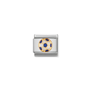 COMPOSABLE CLASSIC LINK 030204/39 WHITE AND DARK BLUE BALL IN 18K GOLD & ENAMEL