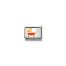 Load image into Gallery viewer, COMPOSABLE CLASSIC LINK 030208/49 PINK PRAM IN 18K GOLD AND ENAMEL

