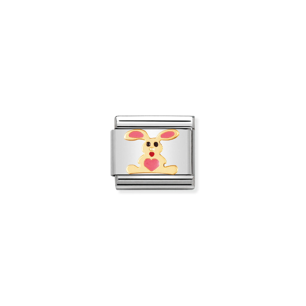 COMPOSABLE CLASSIC LINK 030212/01 PINK RABBIT IN 18K GOLD AND ENAMEL