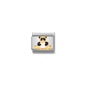 COMPOSABLE CLASSIC LINK 030212/39 PANDA IN 18K GOLD AND ENAMEL