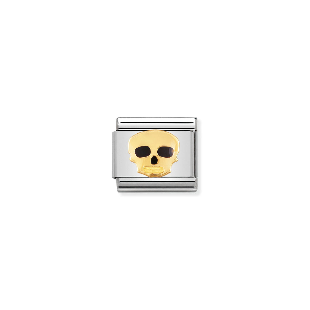 COMPOSABLE CLASSIC LINK 030216/08 SKULL IN 18K GOLD AND ENAMEL