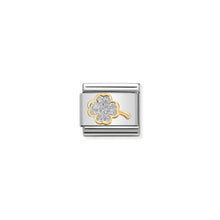 Load image into Gallery viewer, COMPOSABLE CLASSIC LINK 030220/03 FOUR LEAFED CLOVER WITH GLITTER ENAMEL IN 18K GOLD
