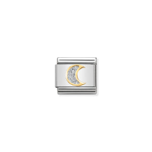 COMPOSABLE CLASSIC LINK 030220/05 MOON WITH GLITTER ENAMEL IN 18K GOLD