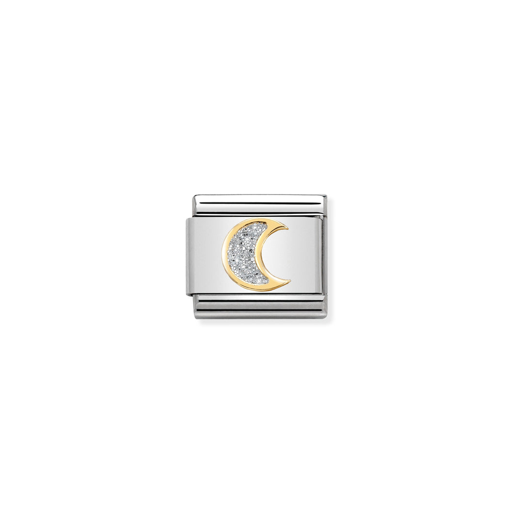 COMPOSABLE CLASSIC LINK 030220/05 MOON WITH GLITTER ENAMEL IN 18K GOLD