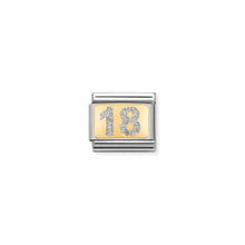 Load image into Gallery viewer, COMPOSABLE CLASSIC LINK 030224/01 NUMBER 18 WITH GLITTER IN 18K GOLD
