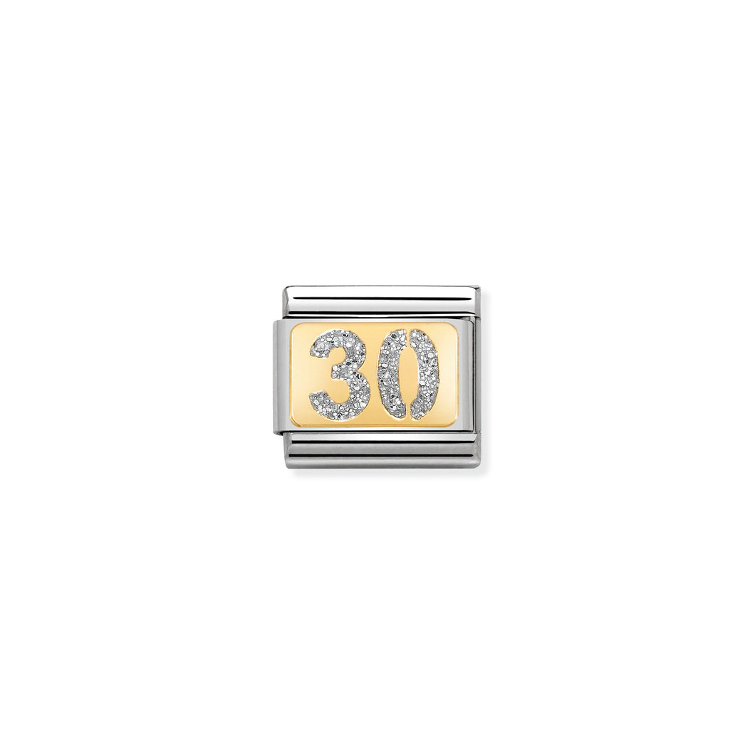 COMPOSABLE CLASSIC LINK 030224/03 NUMBER 30 WITH GLITTER IN 18K GOLD