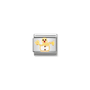 COMPOSABLE CLASSIC LINK 030225/04 SNOWMAN IN 18K GOLD AND ENAMEL