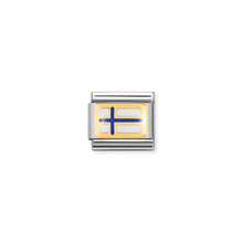 Load image into Gallery viewer, COMPOSABLE CLASSIC LINK 030234/04 FINLAND FLAG IN 18K GOLD AND ENAMEL
