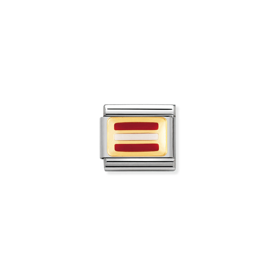 COMPOSABLE CLASSIC LINK 030234/13 AUSTRIA FLAG IN 18K GOLD AND ENAMEL