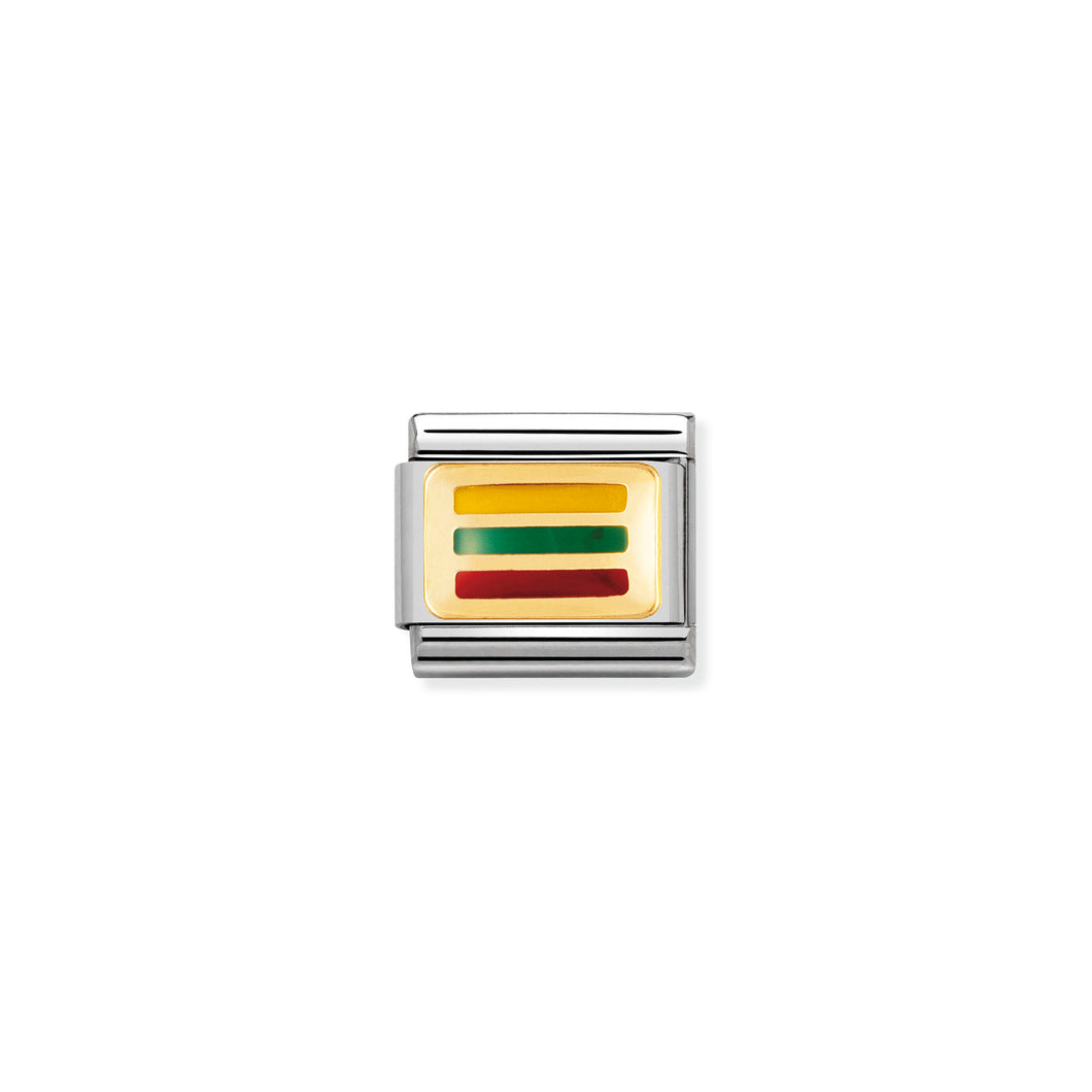 COMPOSABLE CLASSIC LINK 030234/39 LITHUANIA FLAG IN 18K GOLD AND ENAMEL
