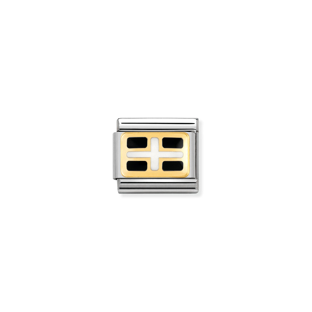 COMPOSABLE CLASSIC LINK 030234/48 CORNISH FLAG IN 18K GOLD AND ENAMEL