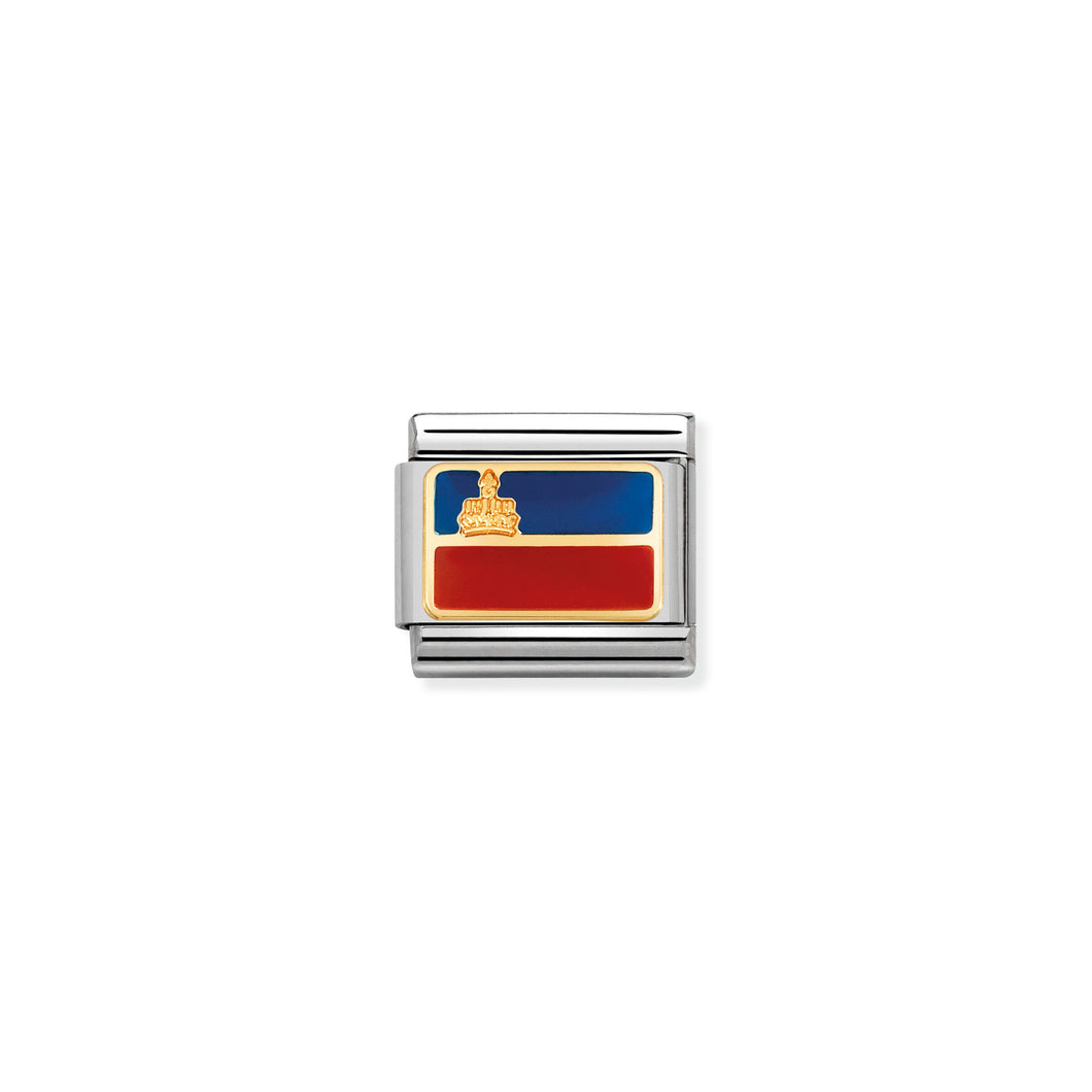 COMPOSABLE CLASSIC LINK 030234/50 LIECHTENSTEIN FLAG IN 18K GOLD AND ENAMEL