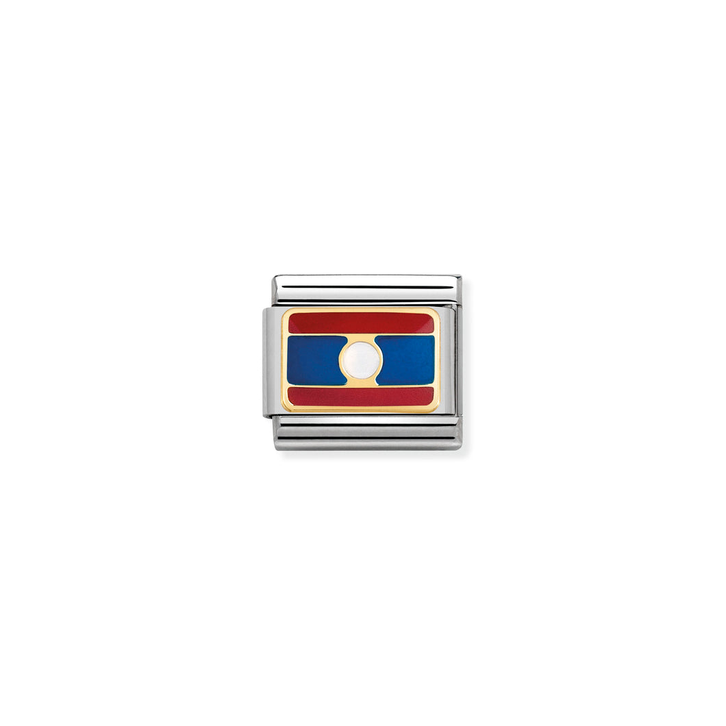COMPOSABLE CLASSIC LINK 030236/21 LAOS FLAG IN 18K GOLD AND ENAMEL