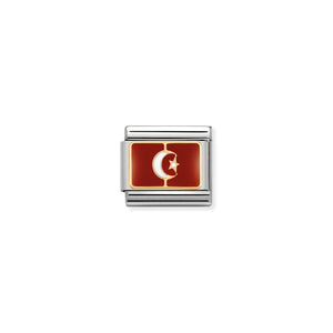 COMPOSABLE CLASSIC LINK 030237/15 TUNISIA FLAG IN 18K GOLD AND ENAMEL
