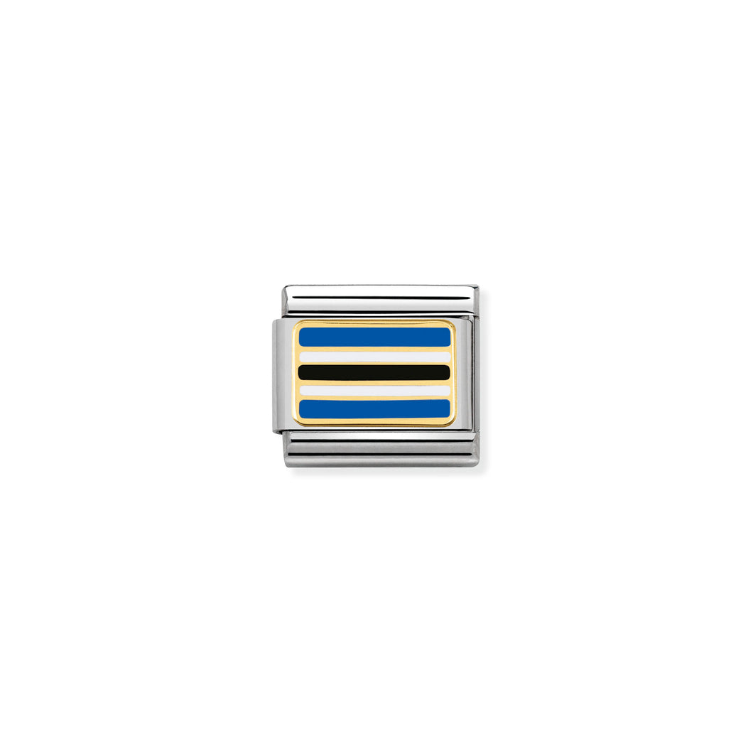 COMPOSABLE CLASSIC LINK 030237/18 BOTSWANA FLAG IN 18K GOLD AND ENAMEL