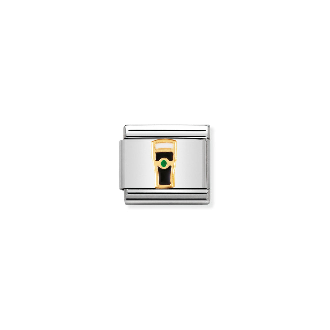 COMPOSABLE CLASSIC LINK 030250/04 GUINESS IN 18K GOLD AND ENAMEL