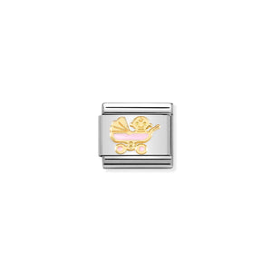COMPOSABLE CLASSIC LINK 030272/60 PINK BABY CARRIAGE IN 18K GOLD
