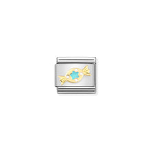 Load image into Gallery viewer, COMPOSABLE CLASSIC LINK 030272/73 TURQUOISE SWEET IN 18K GOLD &amp; ENAMEL
