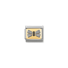 Load image into Gallery viewer, COMPOSABLE CLASSIC LINK 030280/43 GREY BOW IN 18K GOLD AND ENAMEL
