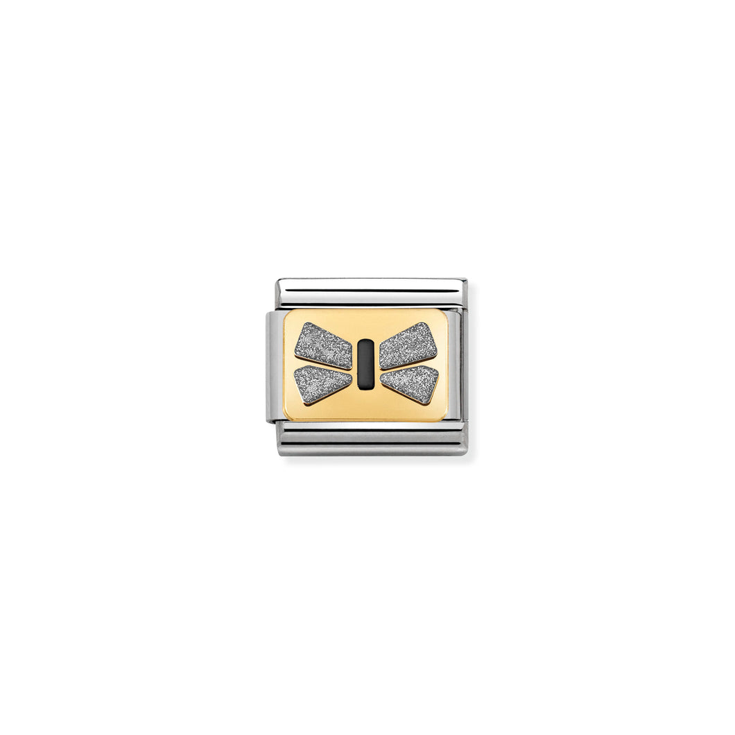 COMPOSABLE CLASSIC LINK 030280/43 GREY BOW IN 18K GOLD AND ENAMEL