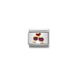 COMPOSABLE CLASSIC LINK 030283/08 GLASSES WITH HEART 18K GOLD AND ENAMEL