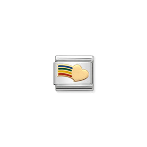 COMPOSABLE CLASSIC LINK 030283/12 RAINBOW HEART 18K GOLD AND ENAMEL