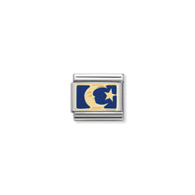 Load image into Gallery viewer, COMPOSABLE CLASSIC LINK 030284/45 MOON ON BLUE PLATE 18K GOLD AND ENAMEL
