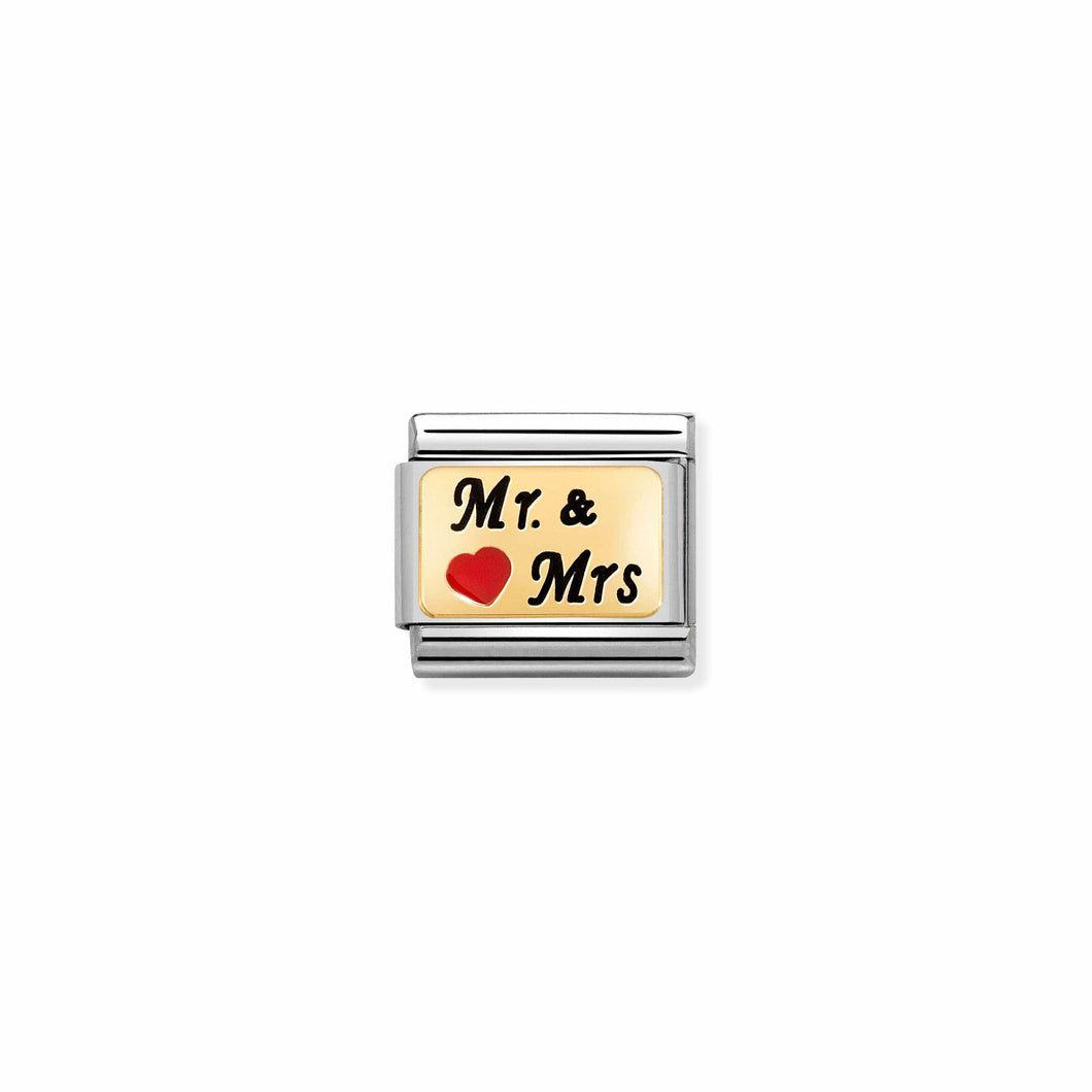 COMPOSABLE CLASSIC LINK 030284/53 MR & MRS IN GOLD & RED ENAMEL