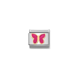 COMPOSABLE CLASSIC LINK 030285/62 FUCHSIA BUTTERFLY IN GOLD
