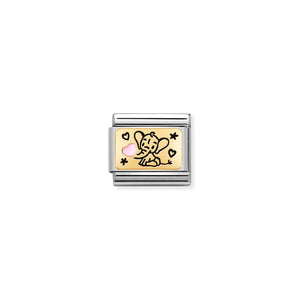 COMPOSABLE CLASSIC LINK 030289/03 PINK ELEPHANT IN 18K GOLD & ENAMEL