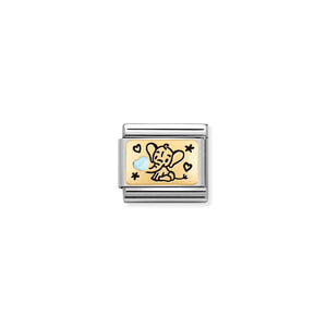 COMPOSABLE CLASSIC LINK 030289/04 BLUE ELEPHANT IN 18K GOLD & ENAMEL