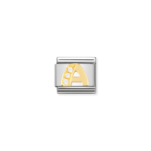 COMPOSABLE CLASSIC LINK 030301/01 LETTER A IN 18K GOLD AND CZ